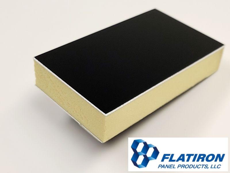 Aluminum Face Skins, Black Kynar FInish / P400 Polyiso Foam Core Panel - 1.000"T x 48 Inch x 96 Inch